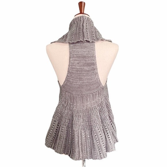 Mudd Y2K Sweater Vest Vintage Gray Shawl Collar Fall Sweater Shrug Size Medium - Picture 3 of 11